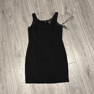 Black Dynamite Dress with Mesh Neckline